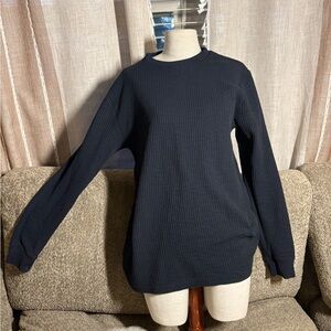 RVCA Navy Waffle Knit Long Sleeve Top